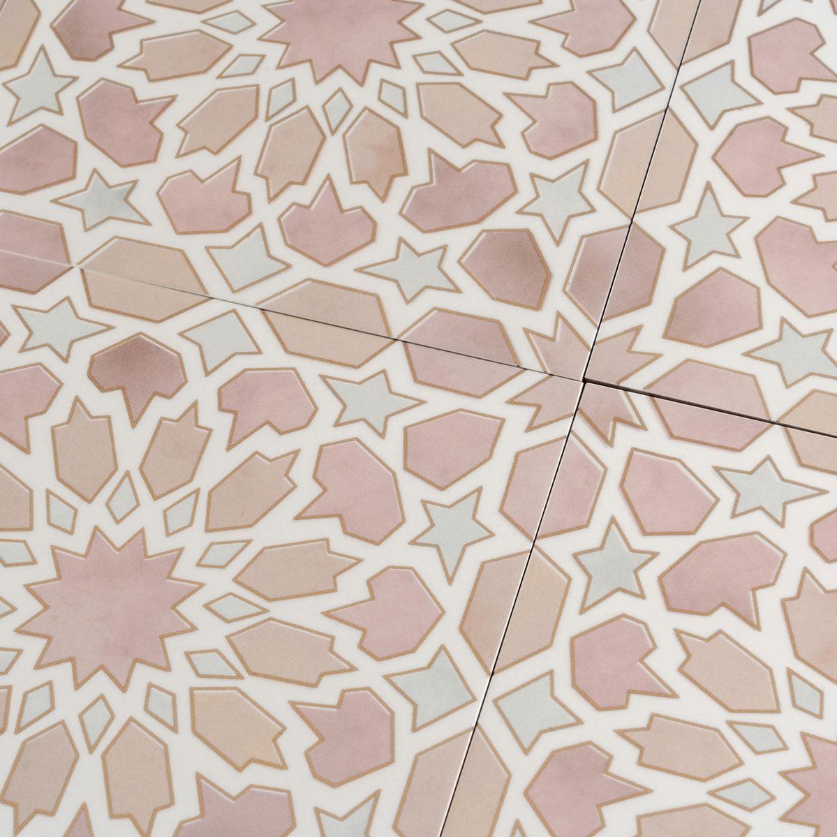 Amira Regal Pink and Gold Patterned Porcelain Tile