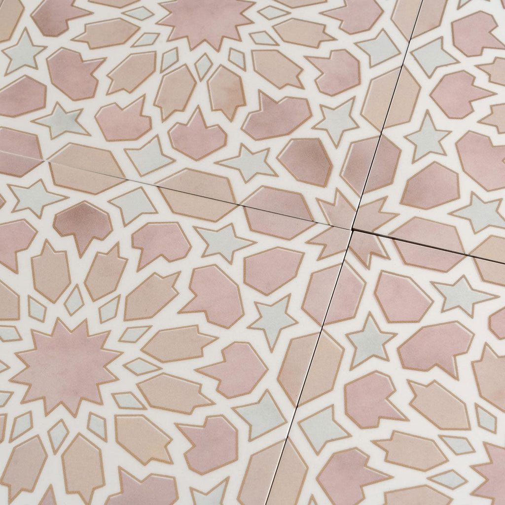 Amira Regal Pink and Gold Patterned Porcelain Tile | Tile Club