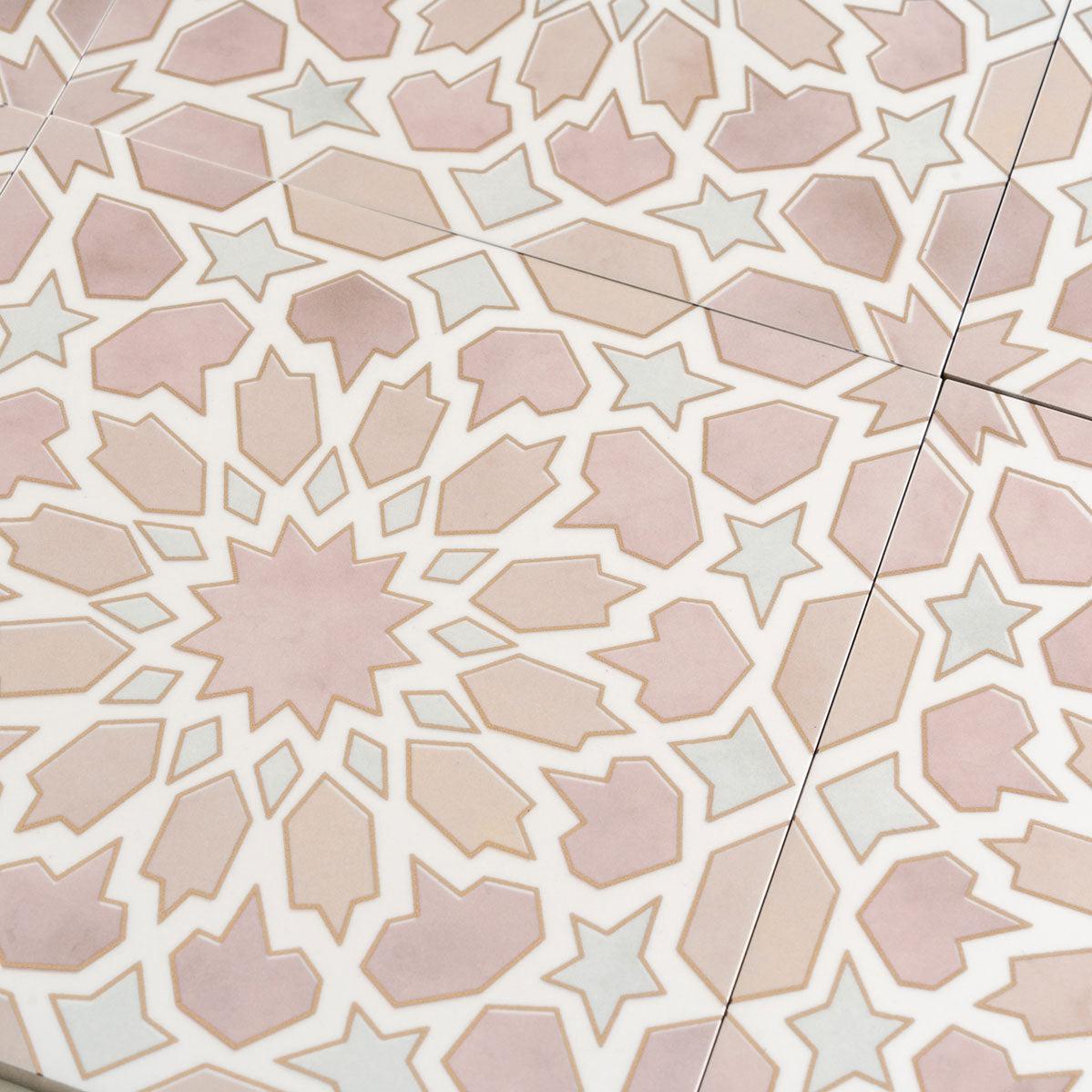 Amira Regal Pink and Gold Patterned Porcelain Tile | Tile Club