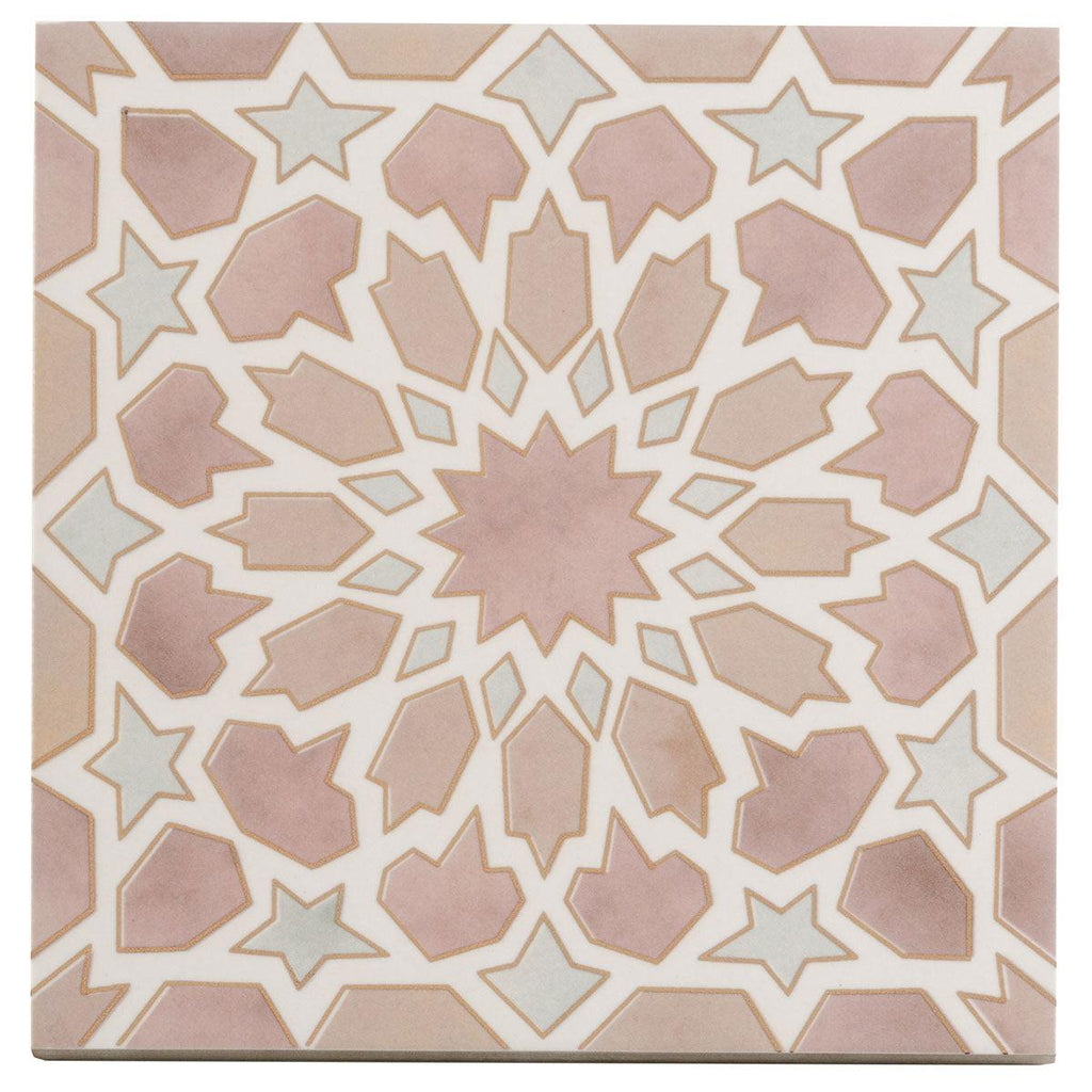 Amira Regal Pink and Gold Patterned Porcelain Tile | Tile Club