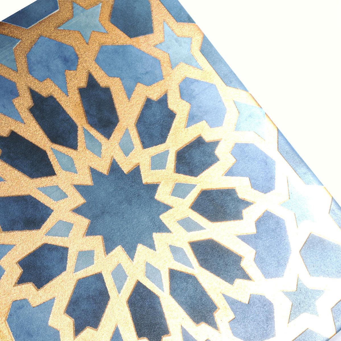 Amira Regal Samarkand Blue and Gold Patterned Porcelain Tile