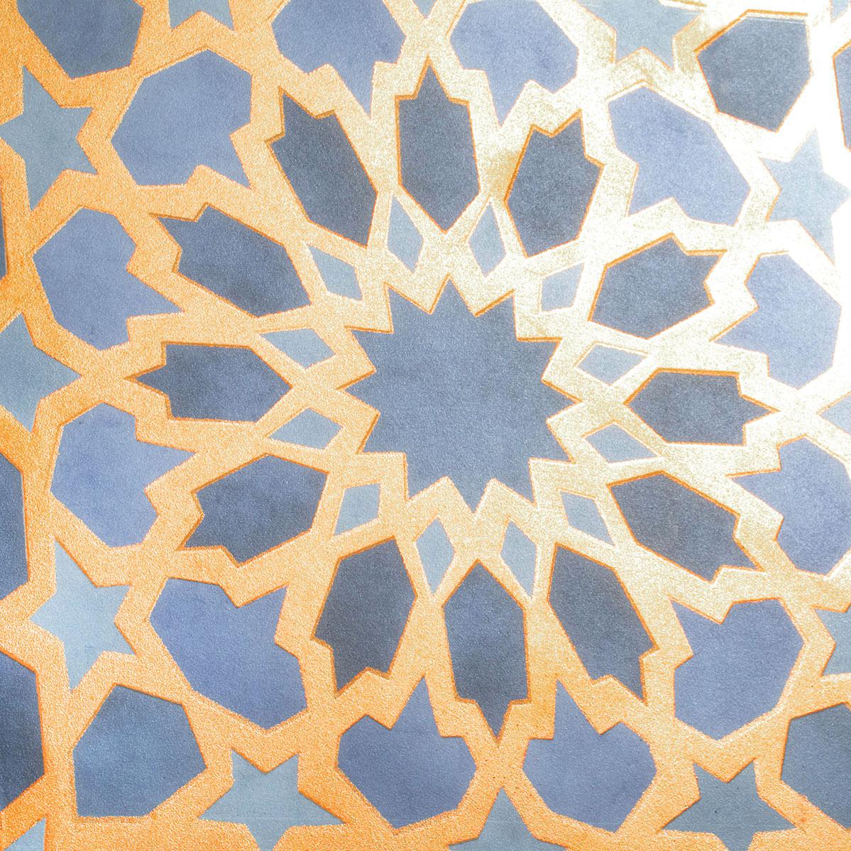 Amira Regal Samarkand Blue and Gold Patterned Porcelain Tile | Tile Club