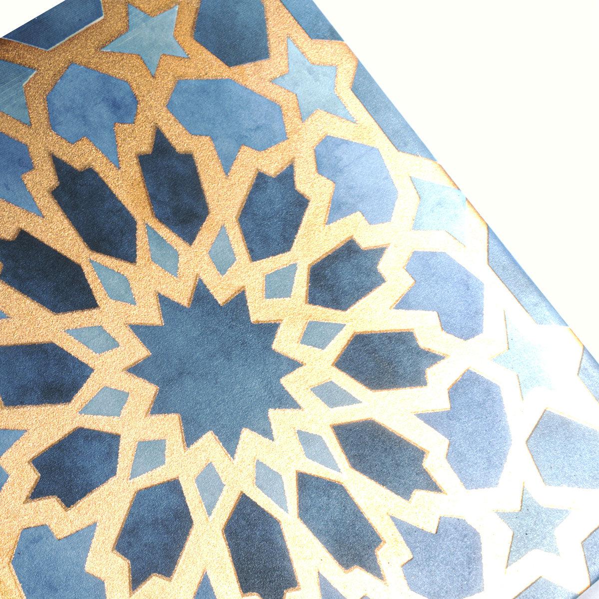 Amira Regal Samarkand Blue and Gold Patterned Porcelain Tile | Tile Club