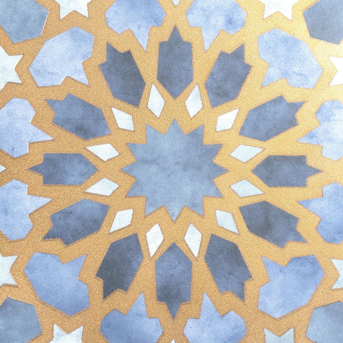 Amira Regal Samarkand Blue and Gold Patterned Porcelain Tile