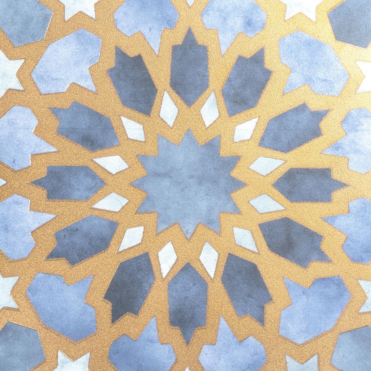 Amira Regal Samarkand Blue and Gold Patterned Porcelain Tile | Tile Club