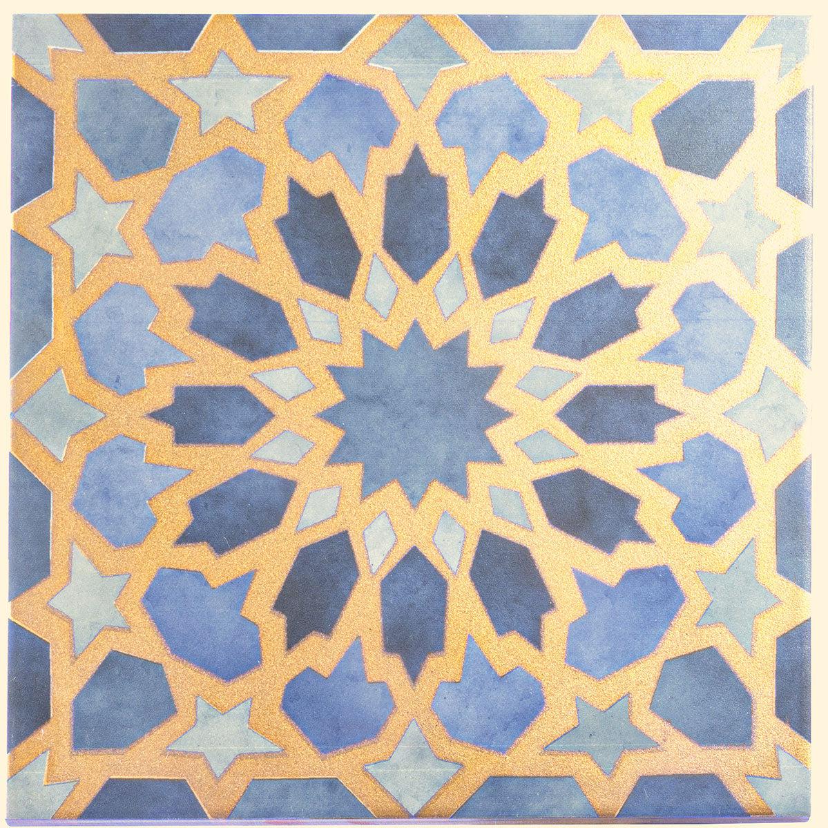 Amira Regal Samarkand Blue and Gold Patterned Porcelain Tile