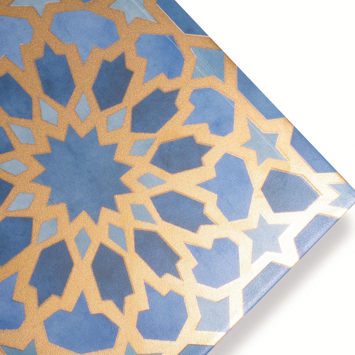 Amira Regal Samarkand Blue and Gold Patterned Porcelain Tile