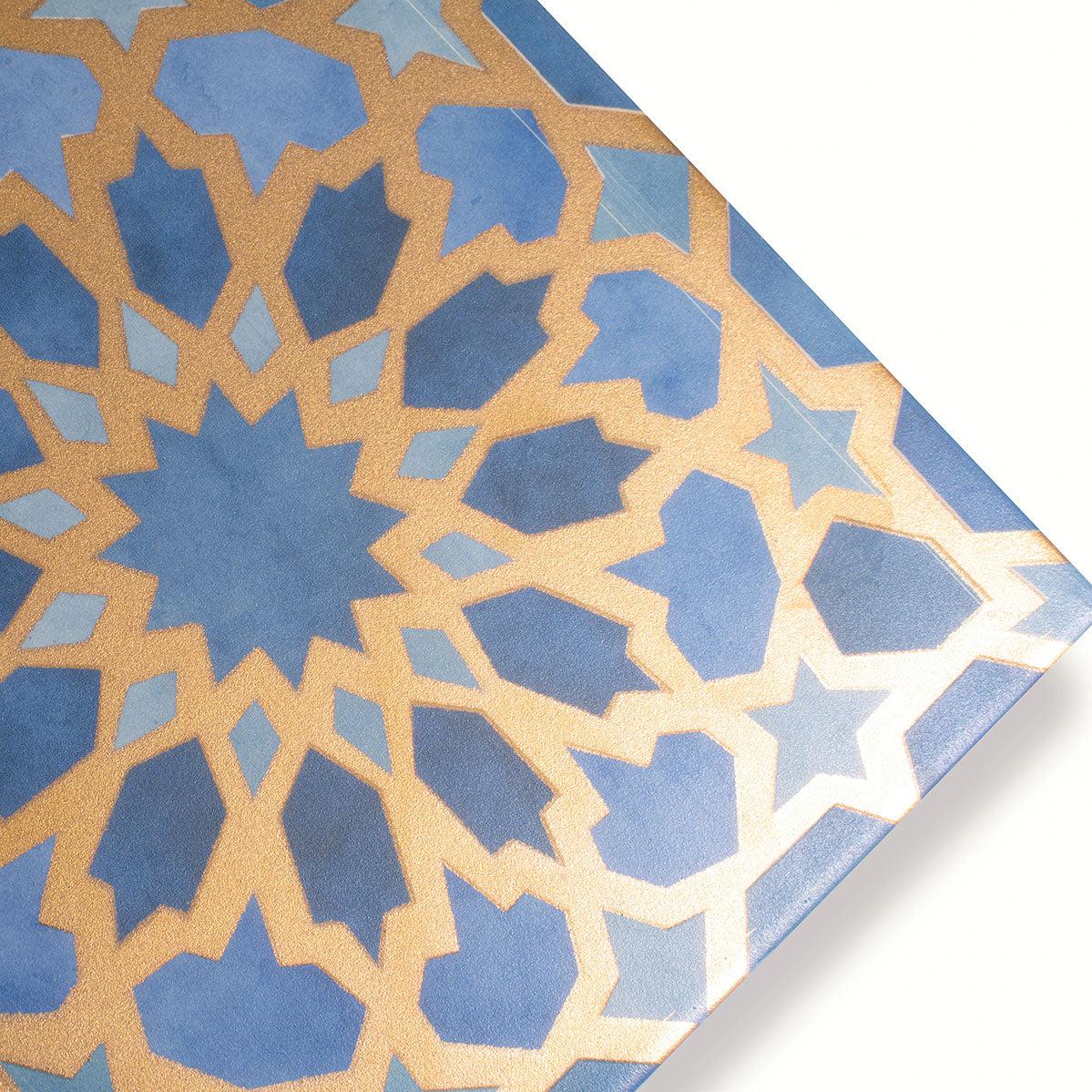 Amira Regal Samarkand Blue and Gold Patterned Porcelain Tile | Tile Club