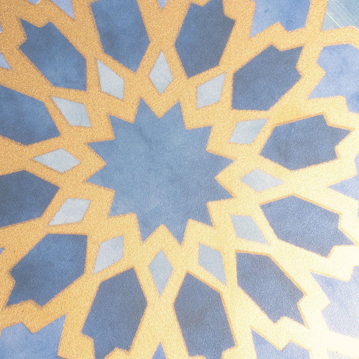 Amira Regal Samarkand Blue and Gold Patterned Porcelain Tile | Tile Club