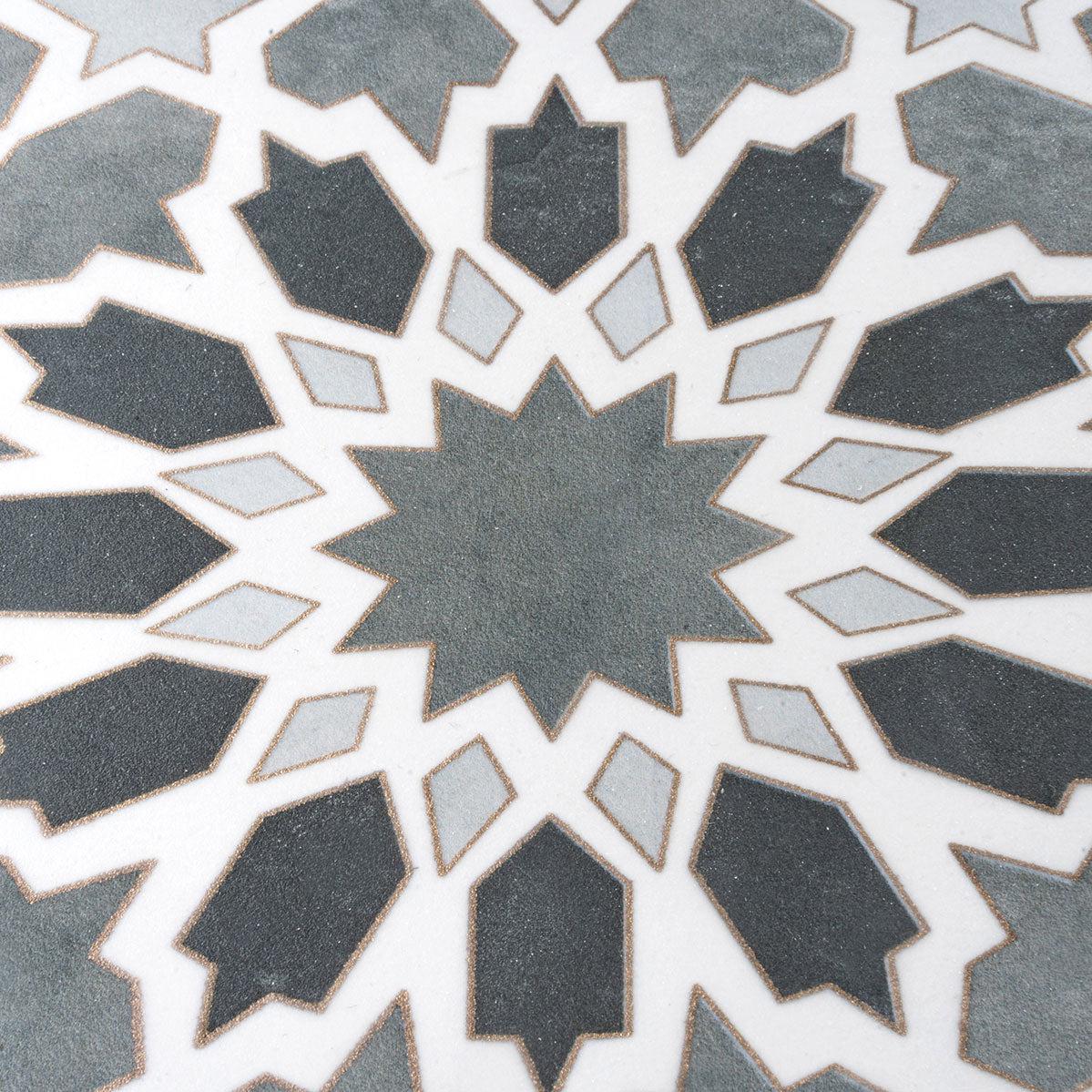 Amira Regal Shadow and Gold Patterned Porcelain Tile | Tile Club