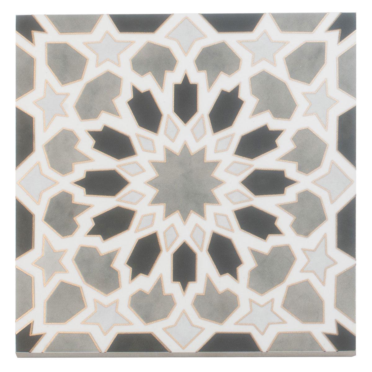 Amira Regal Shadow and Gold Patterned Porcelain Tile