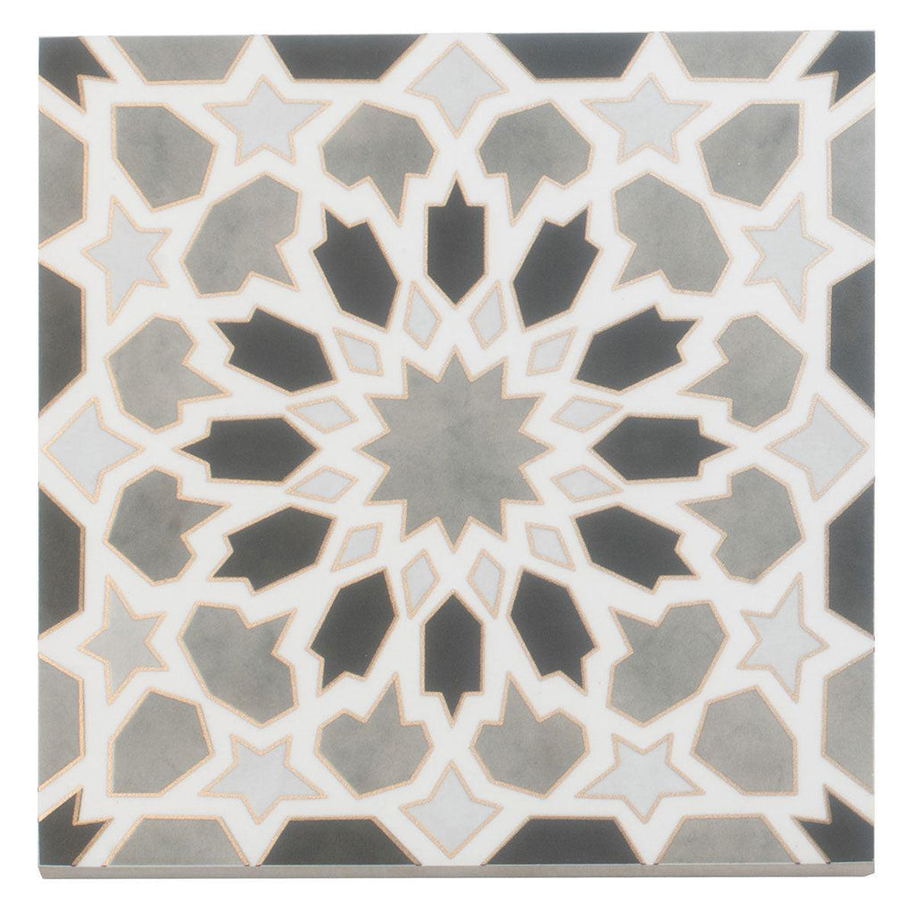 Amira Regal Shadow and Gold Patterned Porcelain Tile | Tile Club
