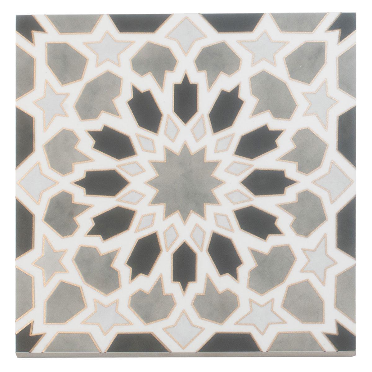 Amira Regal Shadow and Gold Patterned Porcelain Tile | Tile Club