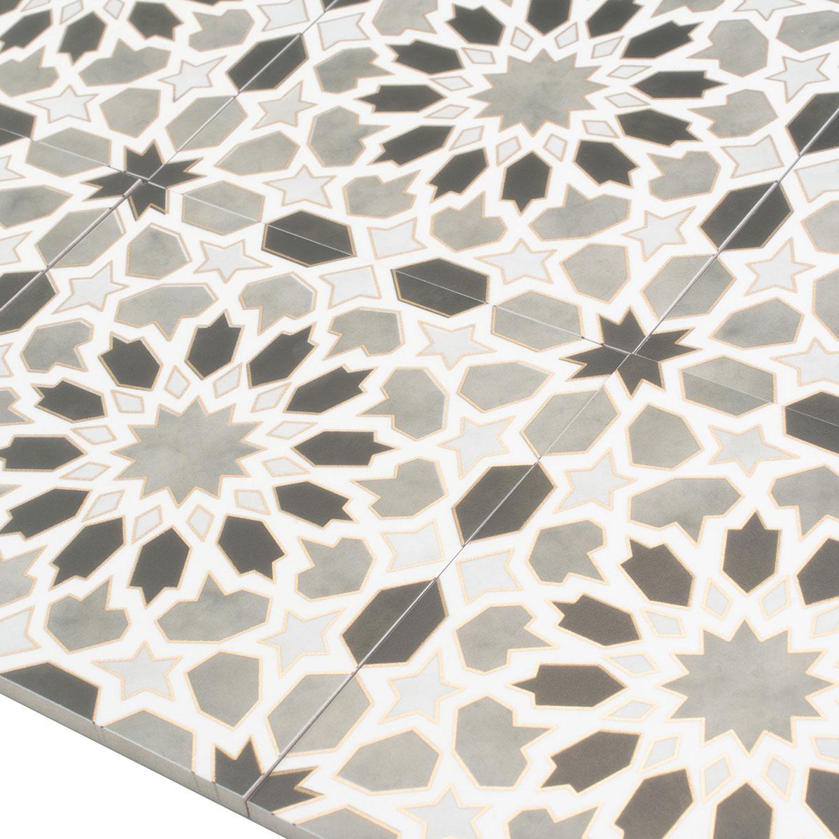 Amira Regal Shadow and Gold Patterned Porcelain Tile | Tile Club