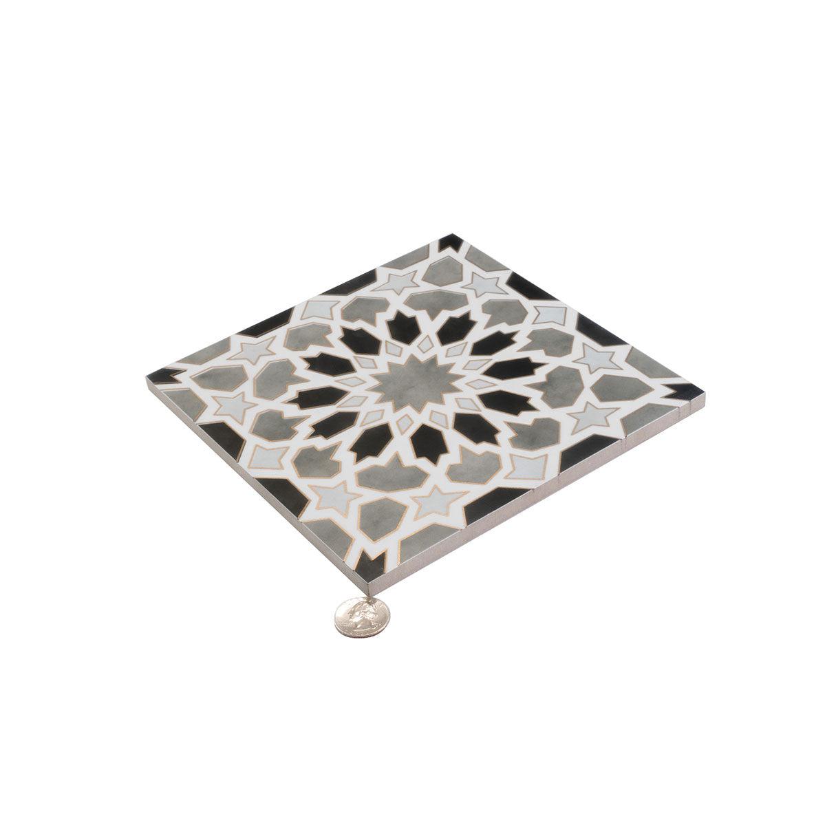 Amira Regal Shadow and Gold Patterned Porcelain Tile | Tile Club