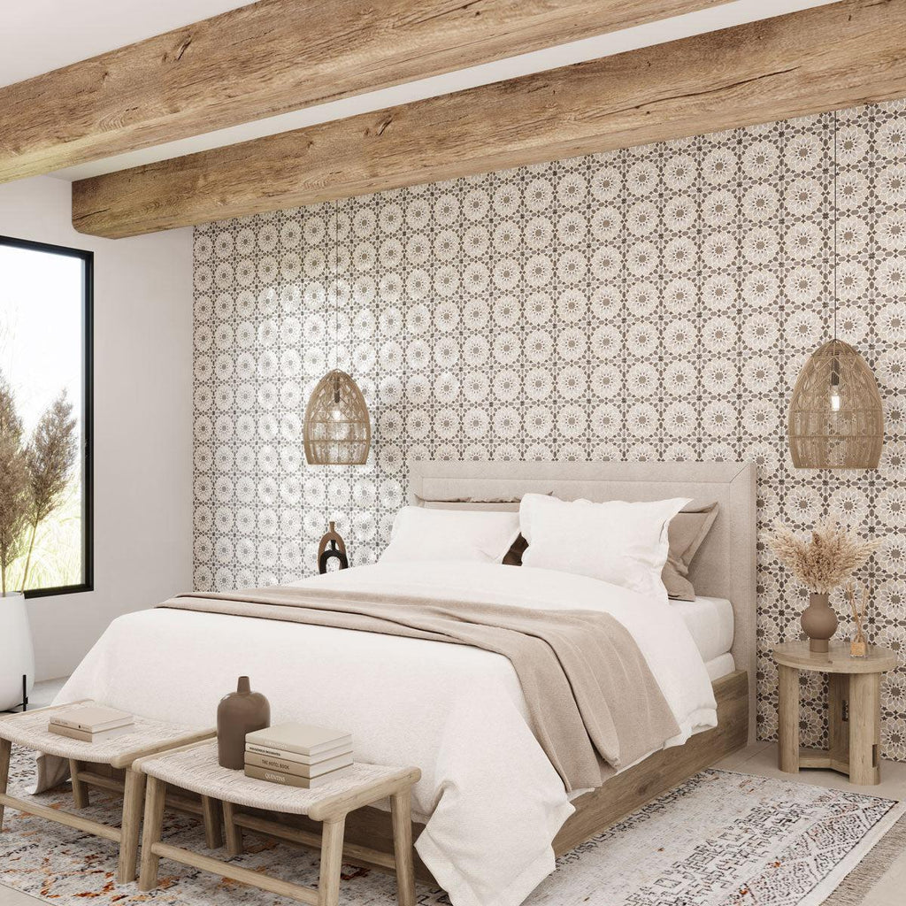 Amira Regal Taupe and Gold Patterned Porcelain Tile | Tile Club