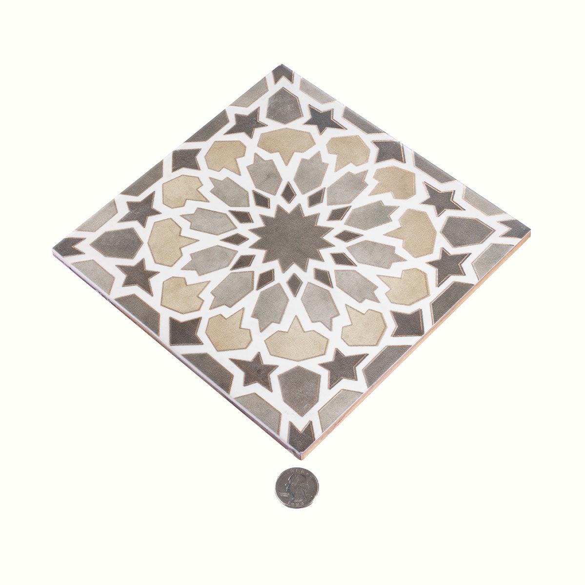 Amira Regal Taupe and Gold Patterned Porcelain Tile