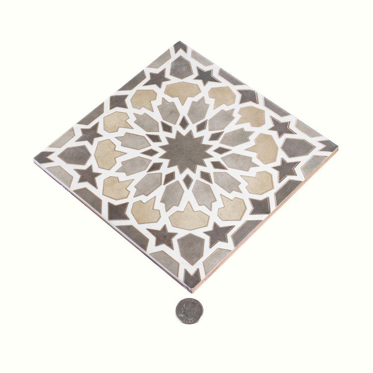 Amira Regal Taupe and Gold Patterned Porcelain Tile | Tile Club
