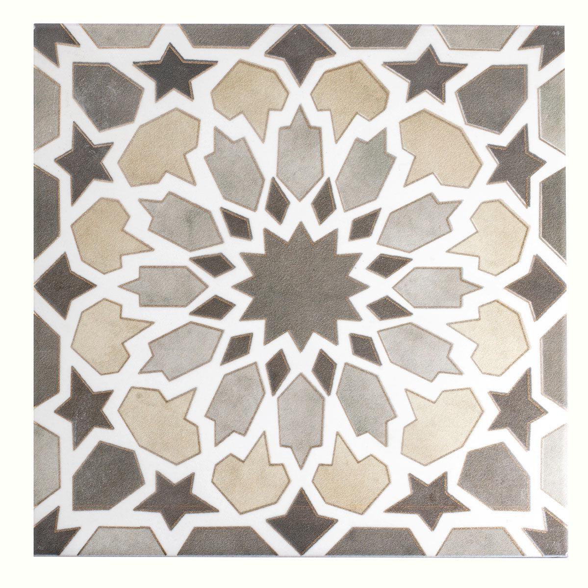 Amira Regal Taupe and Gold Patterned Porcelain Tile