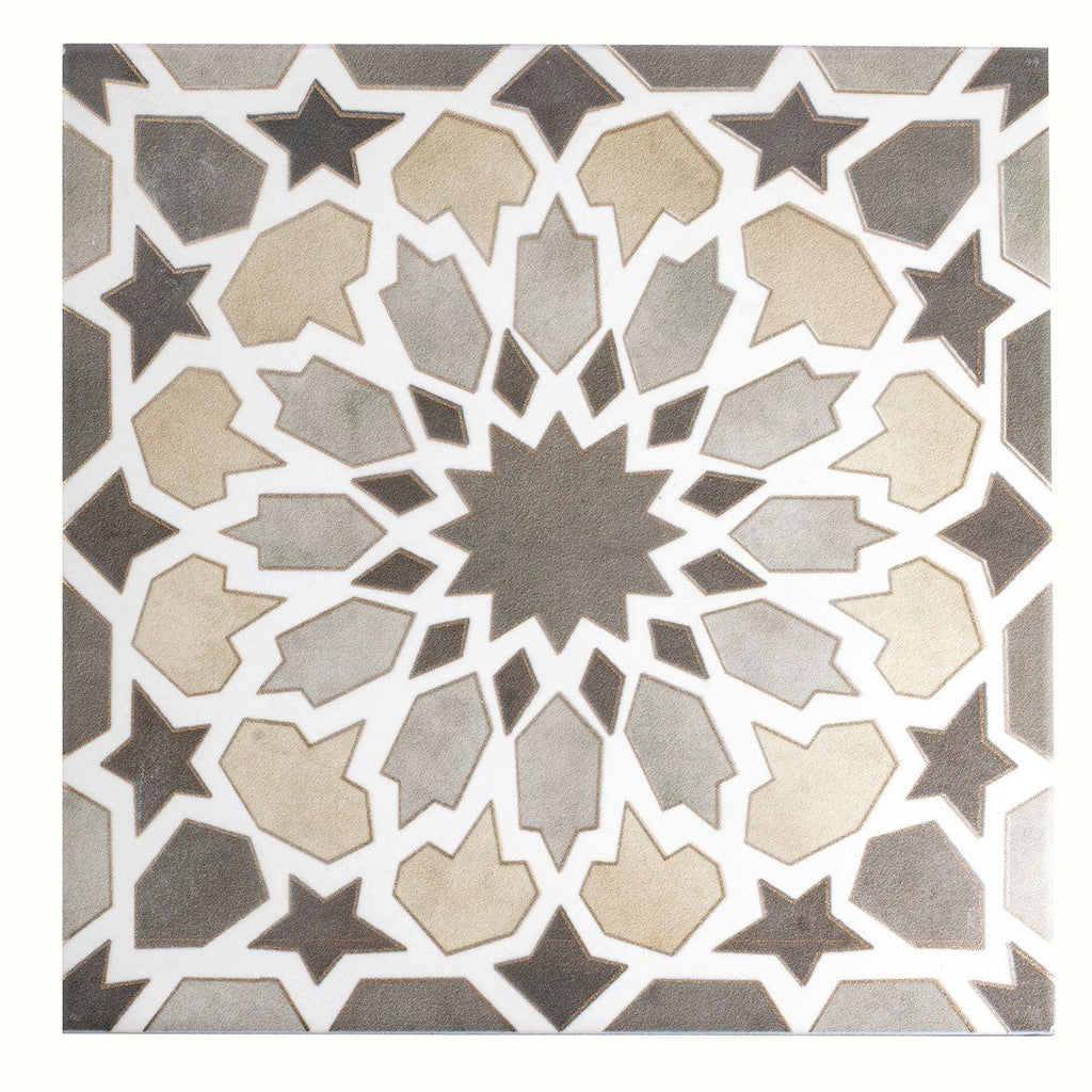 Amira Regal Taupe and Gold Patterned Porcelain Tile | Tile Club