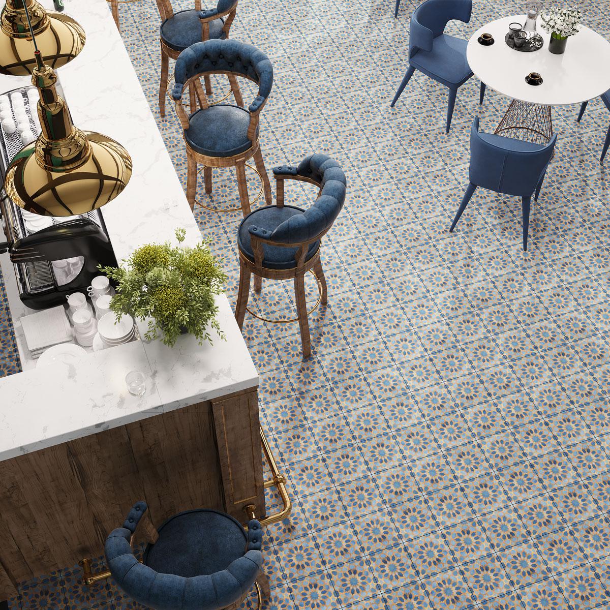 Amira Samarkand Blue Patterned Porcelain Tile | Tile Club
