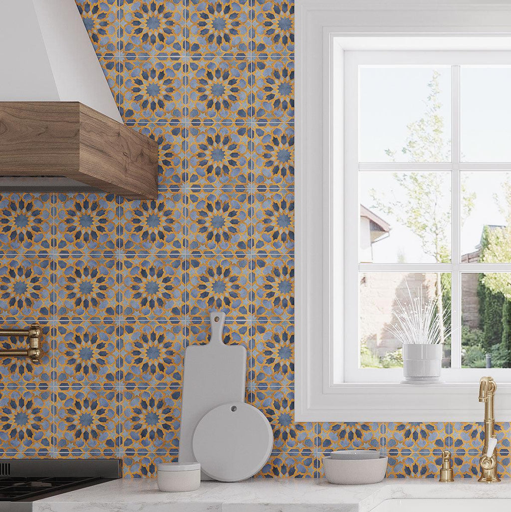 Amira Samarkand Blue Patterned Porcelain Tile | Tile Club