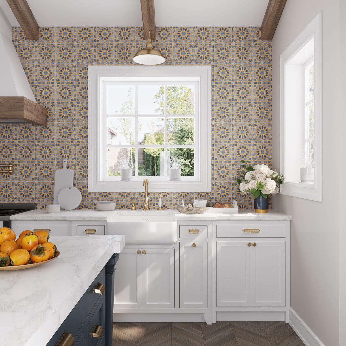 Amira Samarkand Blue Patterned Porcelain Tile | Tile Club