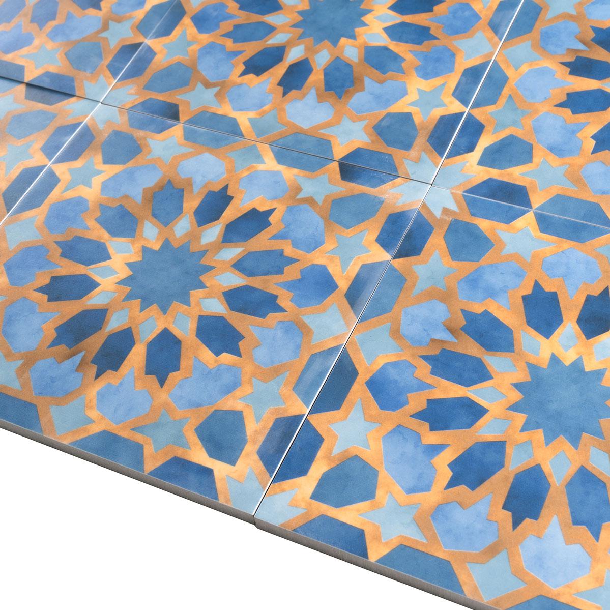 Amira Samarkand Blue Patterned Porcelain Tile
