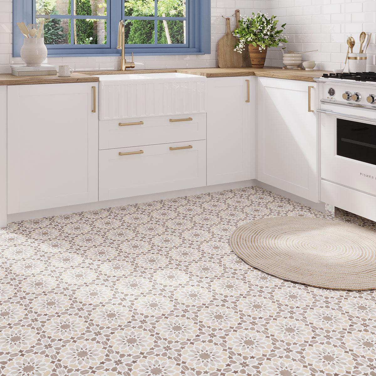 Amira Taupe Patterned Porcelain Tile | Tile Club