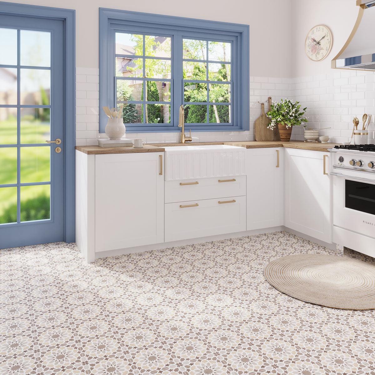 Amira Taupe Patterned Porcelain Tile