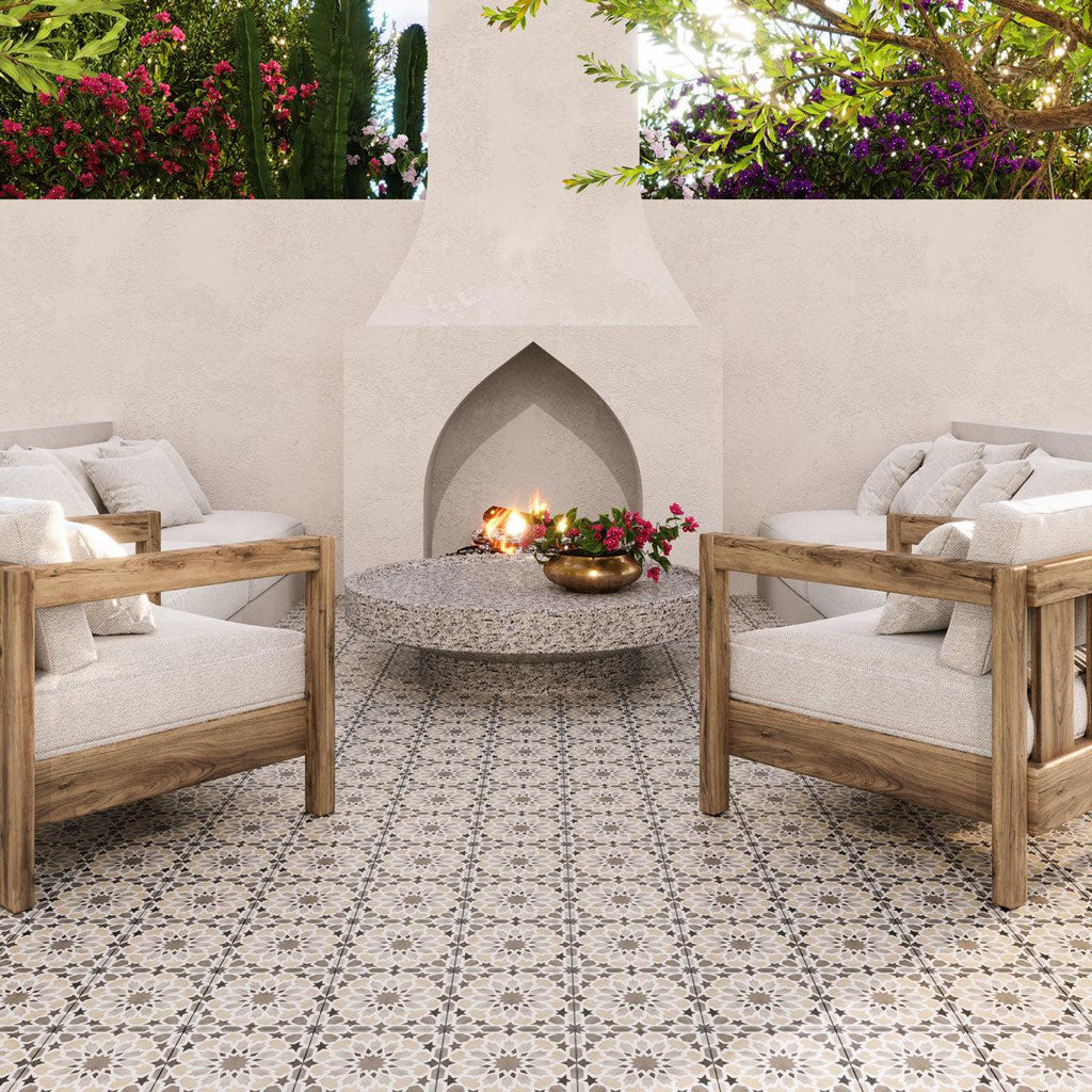 Amira Taupe Patterned Porcelain Tile | Tile Club