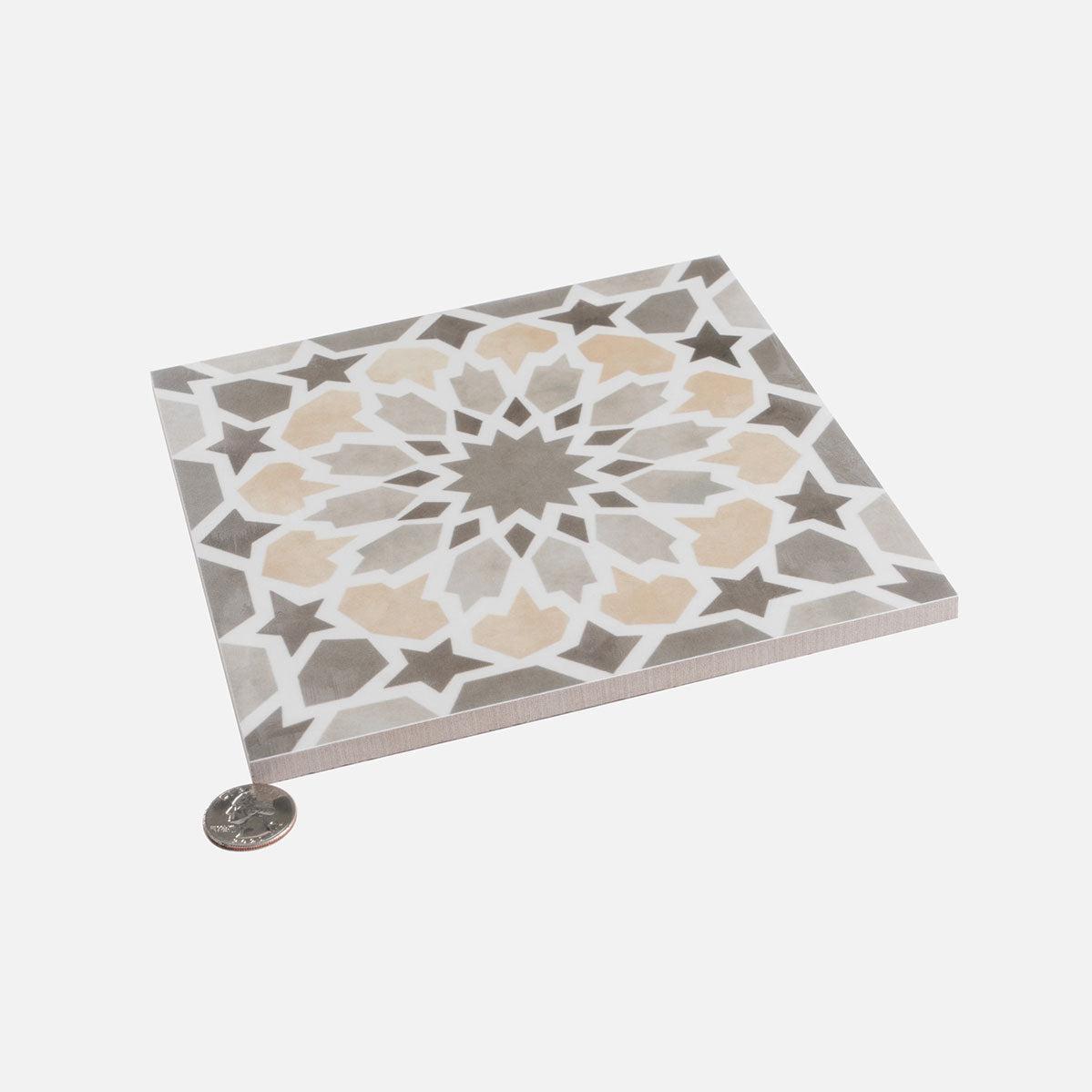 Amira Taupe Patterned Porcelain Tile | Tile Club