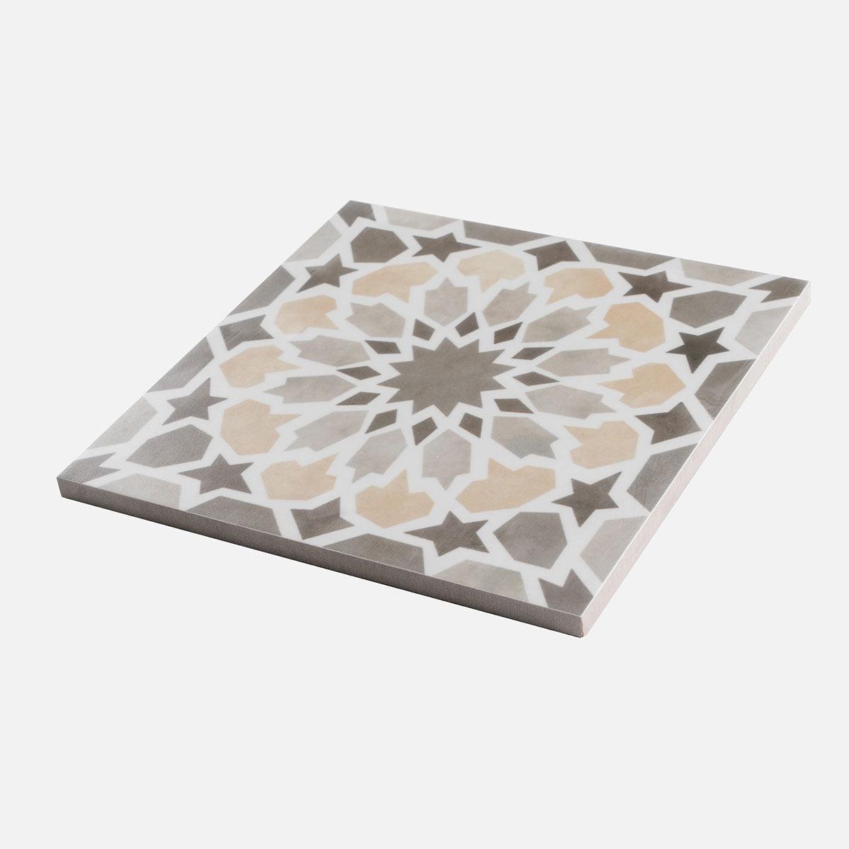 Amira Taupe Patterned Porcelain Tile | Tile Club