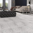Antique Circles Etched Marble Tile floor for a decorative living room design