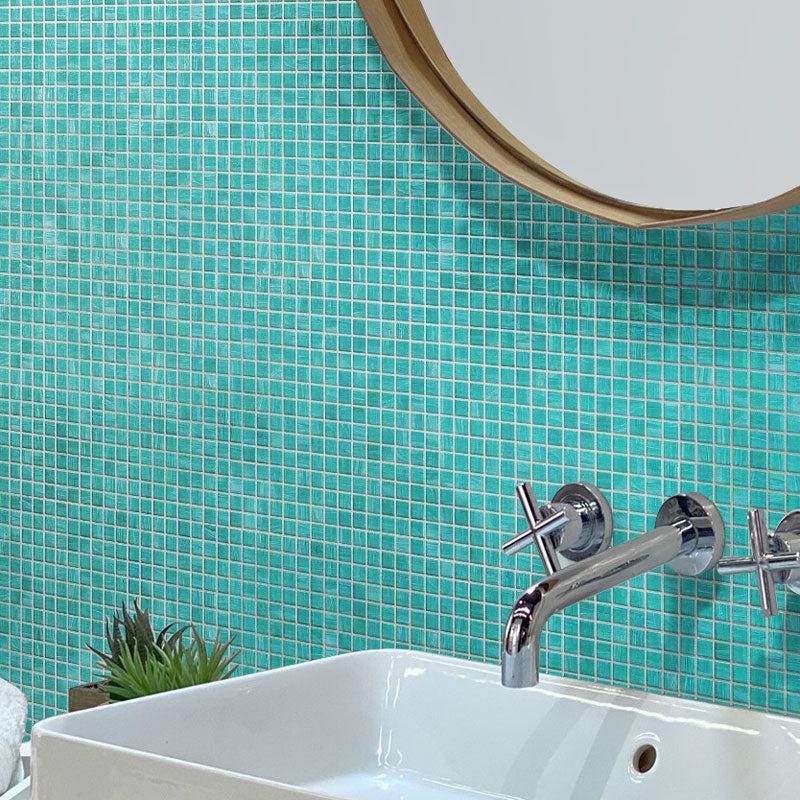 Aqua Ocean Mixed Squares Glass Pool Tile | Tile Club