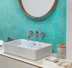 Aqua Ocean Mixed Squares Glass Pool Tile Bathroom Backsplash