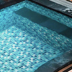 Aquamarine Blue Mixed Squares Glass Tiled Pool Side