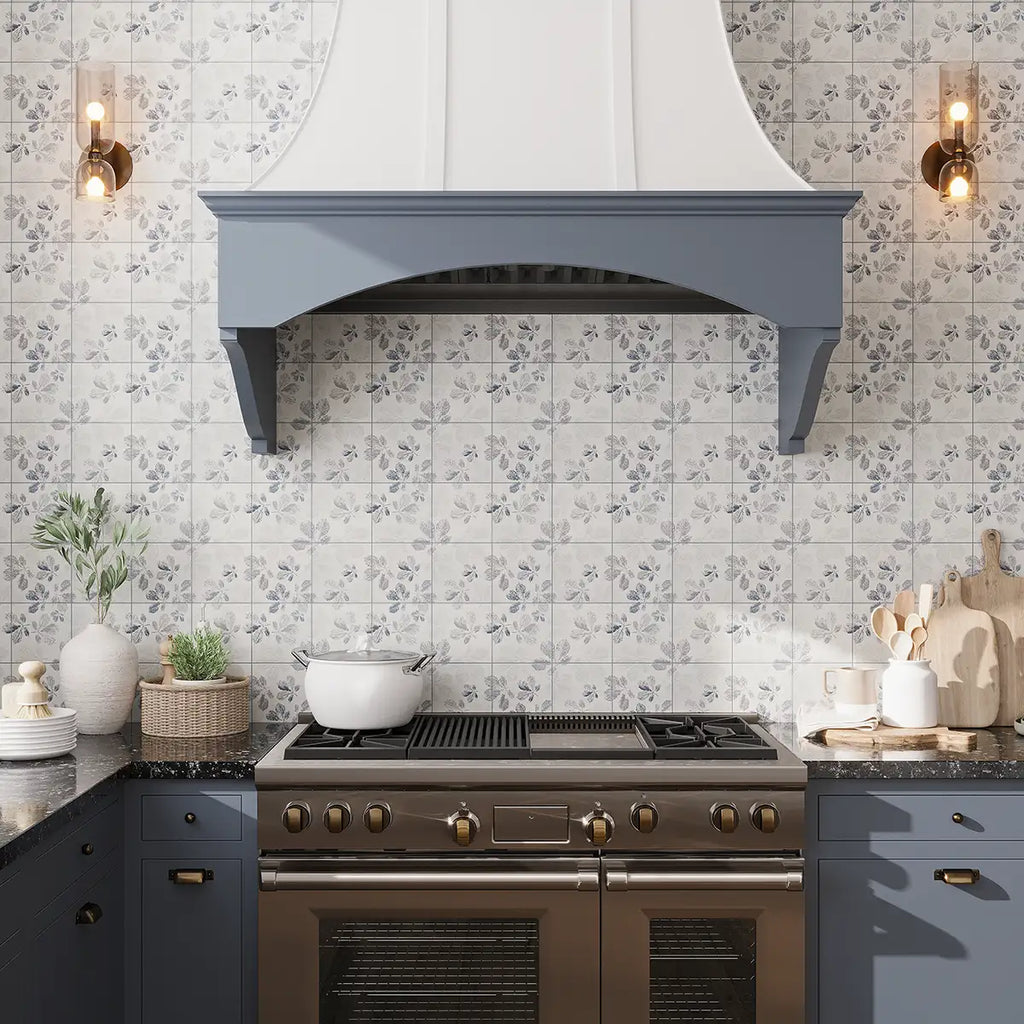 Arborea Cream Leaf Pattern Marble Tile | Tile Club