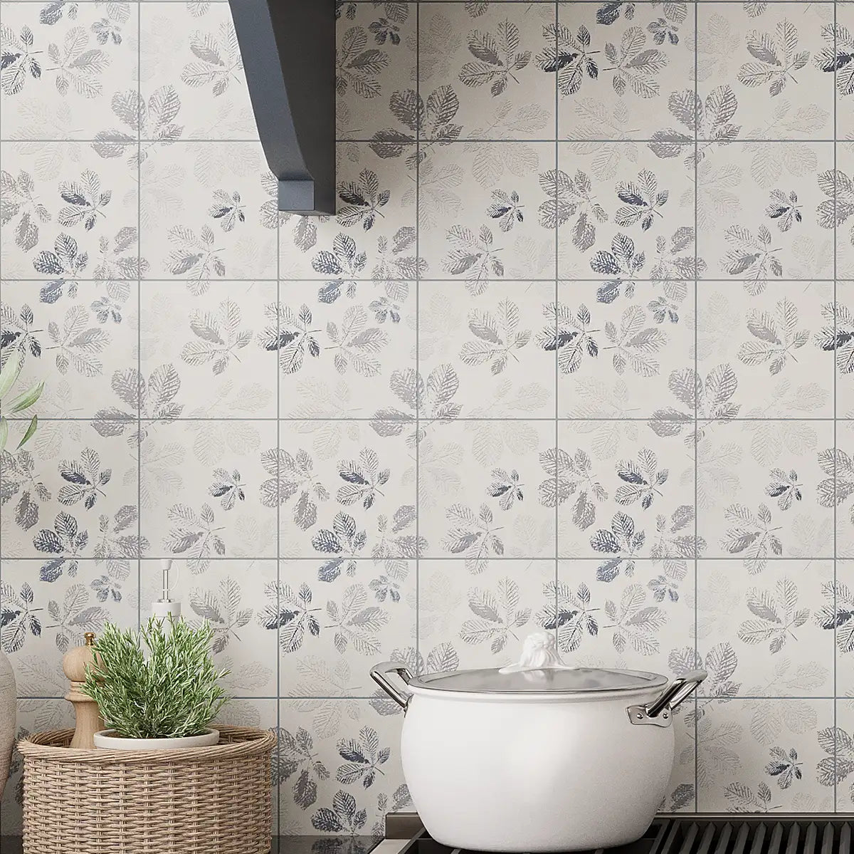 Arborea Cream Leaf Pattern Marble Tile | Tile Club