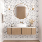 Arborea White Leaf Pattern Marble Tile | Tile Club