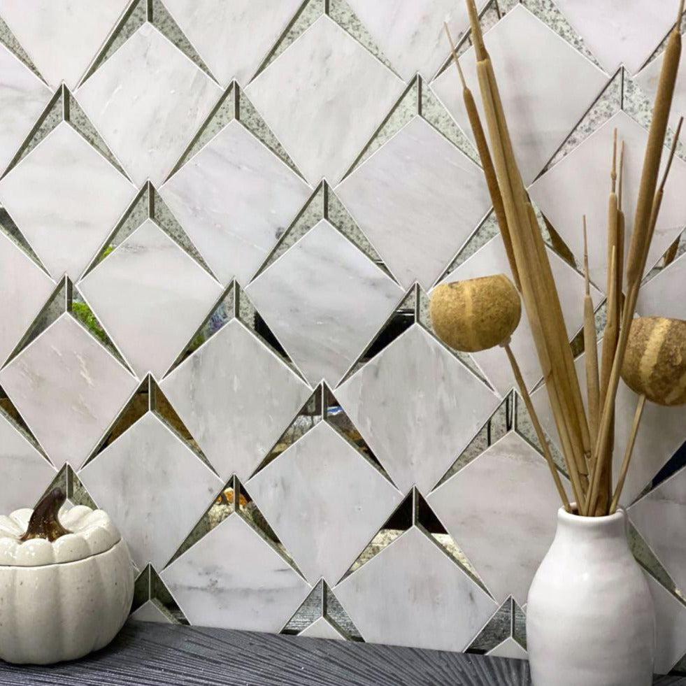 Arrowhead Antique Mirror Glass Marble Mosaic Tile 