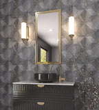 Art Deco Gray Marble and Brass Inlay Mosaic Tile | Tile Club