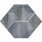 Art Deco Gray Marble and Brass Inlay Mosaic Tile | Tile Club