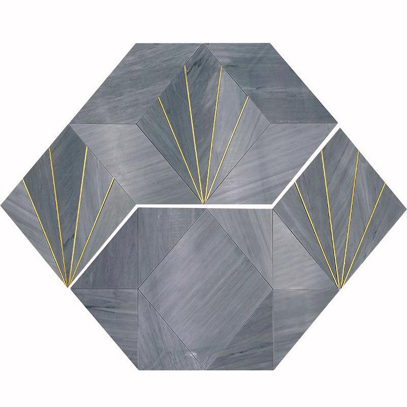 Art Deco Gray Marble and Brass Inlay Mosaic Tile | Tile Club
