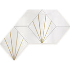 Art Deco White Marble and Brass Inlay Mosaic Tile | Tile Club