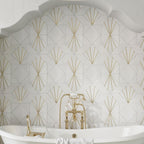 Art Deco White Marble and Brass Inlay Mosaic Tile | Tile Club
