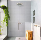 Ash Grey Squares Glass Pool Tile Shower Backsplash
