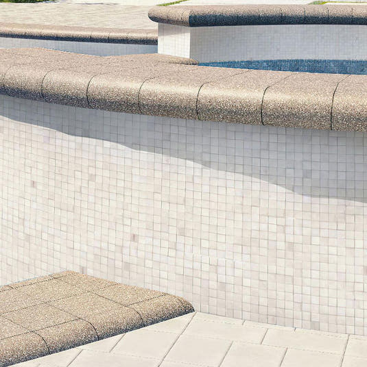 Ashy White Square Glass Pool Tile | Tile Club