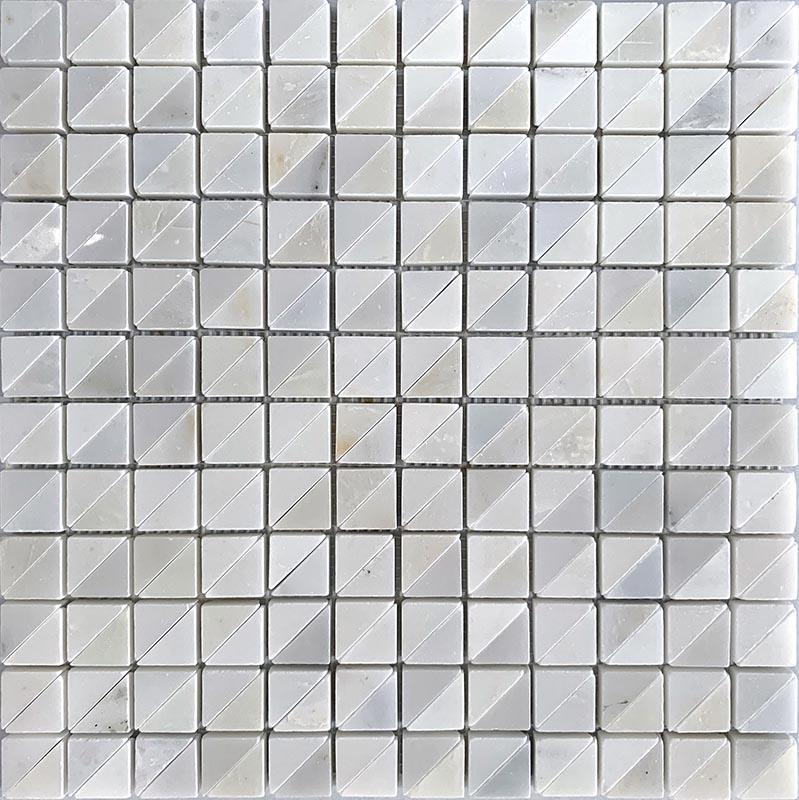 White Polished and Honed 1x1 Square Marble Mosaic Tile