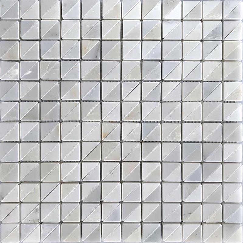 White Polished and Honed 1x1 Square Marble Mosaic Tile Sample